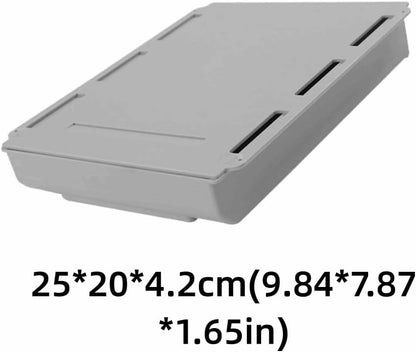 Under Desk Drawer Storage Box 9.84in – Hidden Self-Adhesive Box for Stationery and Makeup, Leak-Proof ABS Plastic Organizer(S)