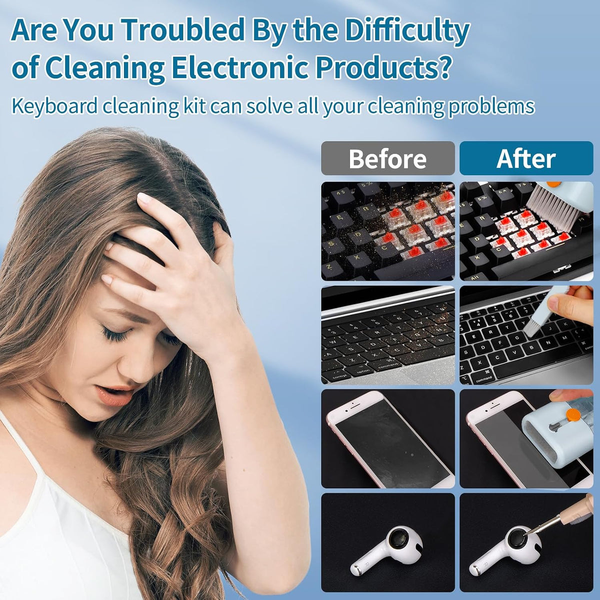 Keyboard Cleaner, Multi-Function Cleaning Kit for MacBook, Laptop, Computer