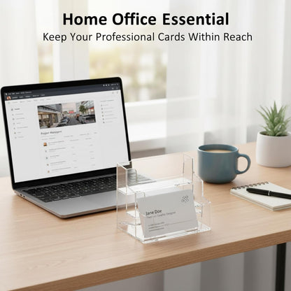 2 Pieces Business Card Holder for Desk 3 Tier Clear Acrylic Stand