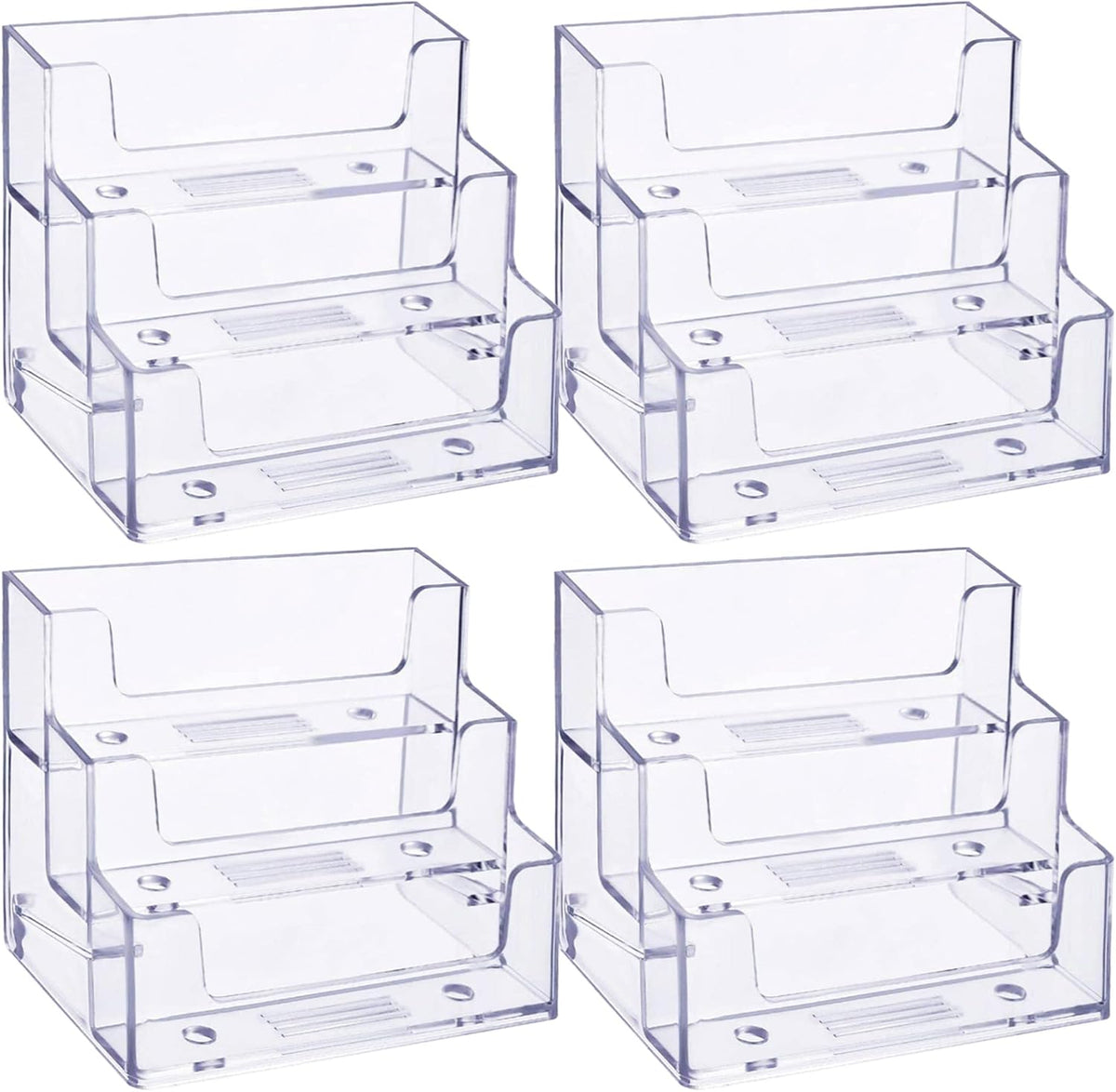 2 Pieces Business Card Holder for Desk 3 Tier Clear Acrylic Stand