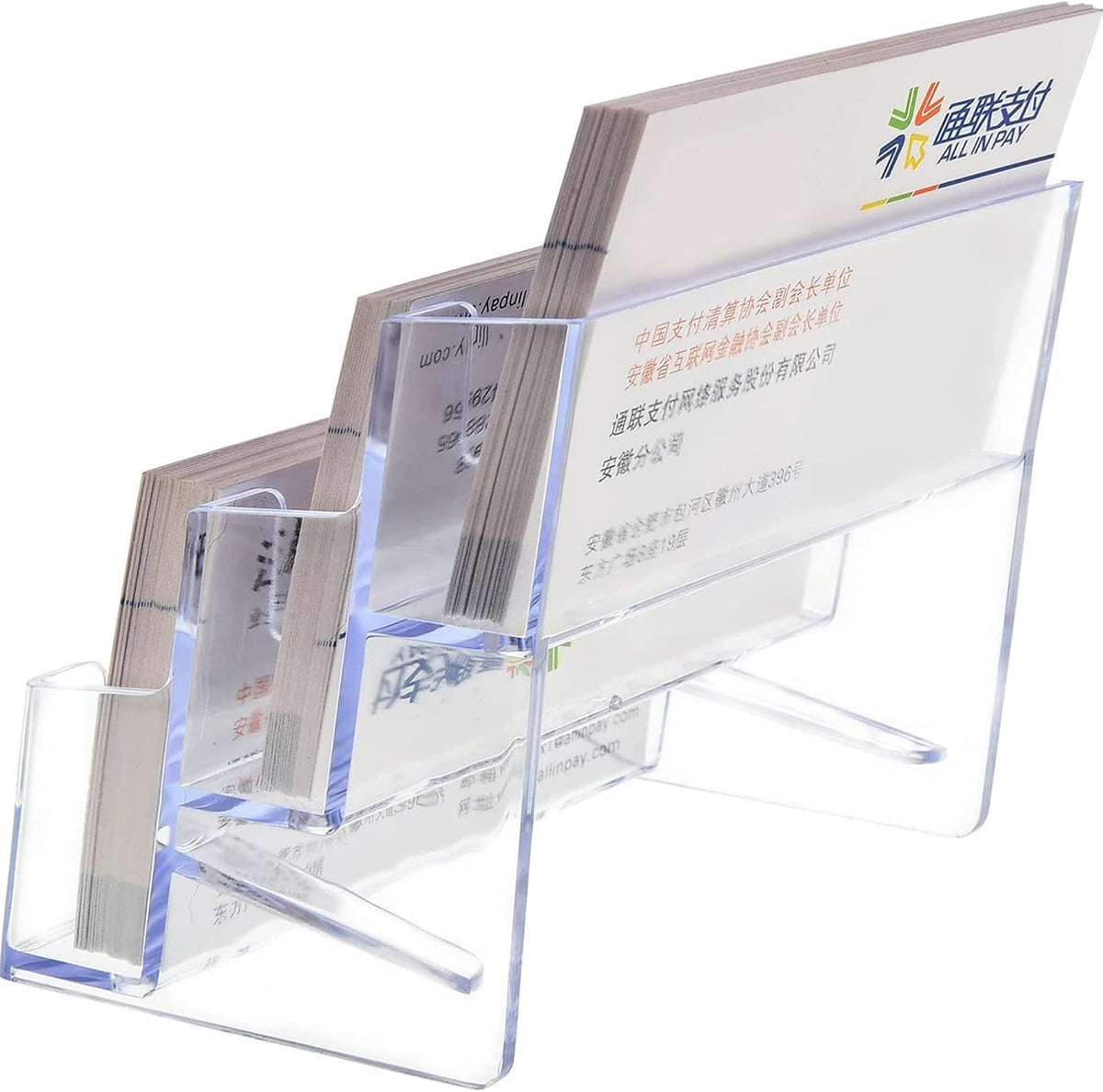 2 Pieces Business Card Holder for Desk 3 Tier Clear Acrylic Stand