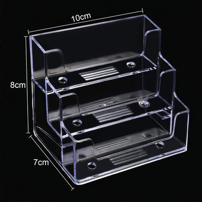 2 Pieces Business Card Holder for Desk 3 Tier Clear Acrylic Stand