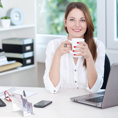 2 Pieces Business Card Holder for Desk 3 Tier Clear Acrylic Stand