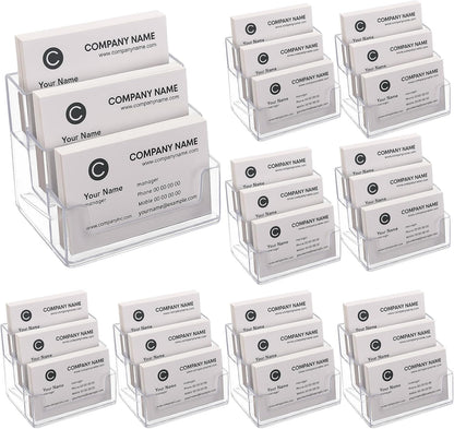 2 Pieces Business Card Holder for Desk 3 Tier Clear Acrylic Stand
