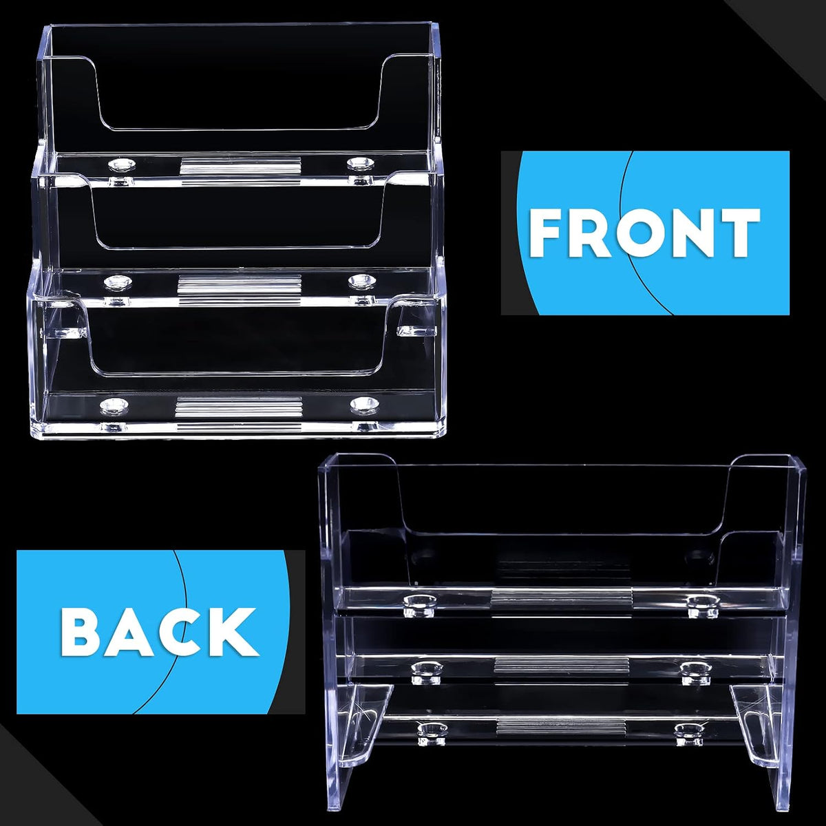 2 Pieces Business Card Holder for Desk 3 Tier Clear Acrylic Stand