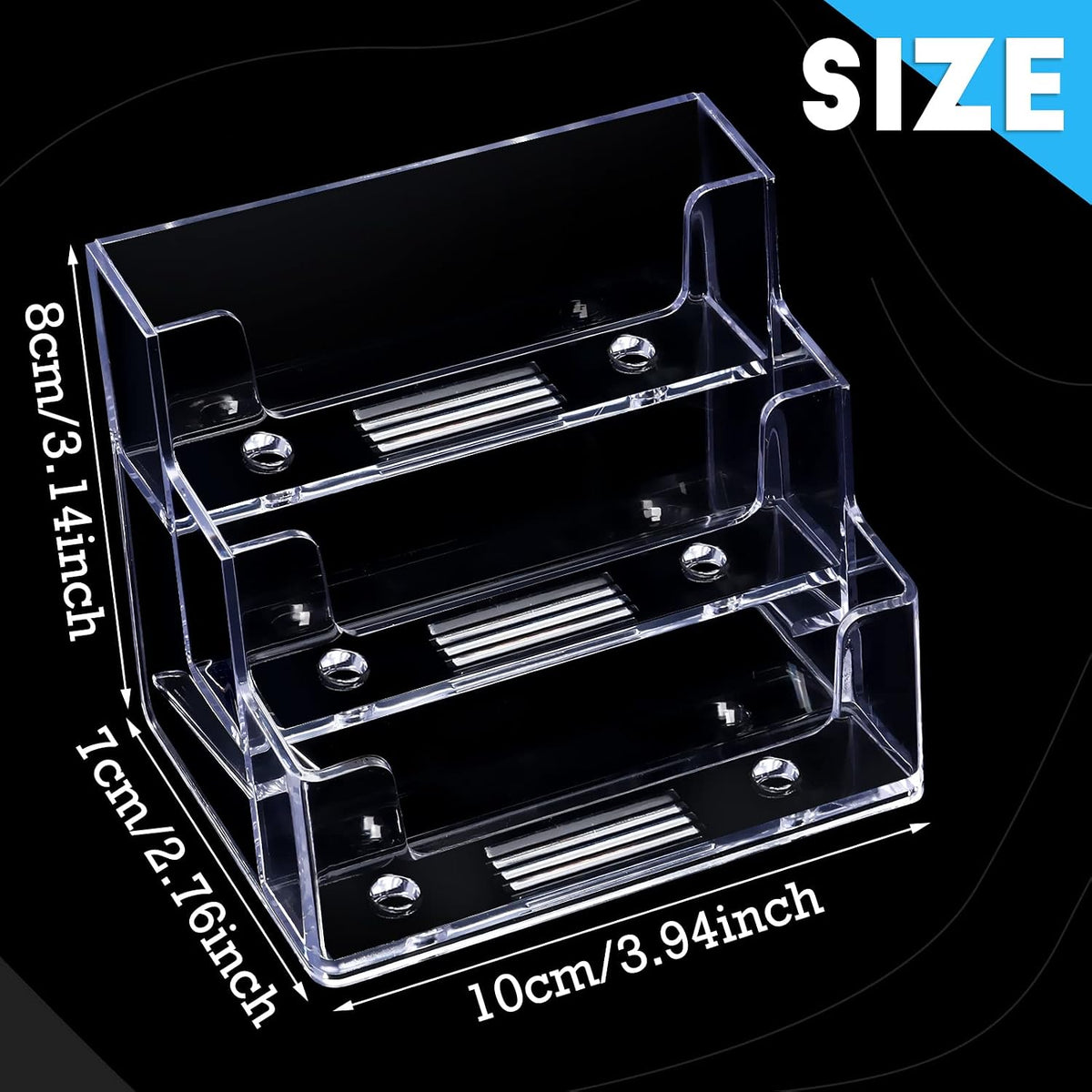 2 Pieces Business Card Holder for Desk 3 Tier Clear Acrylic Stand