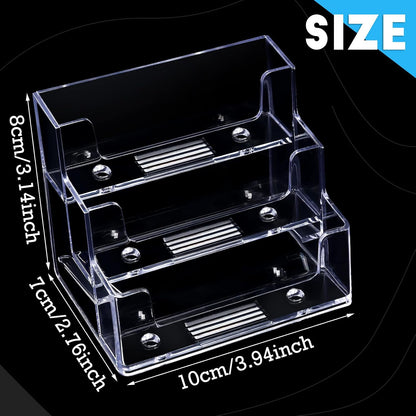 2 Pieces Business Card Holder for Desk 3 Tier Clear Acrylic Stand