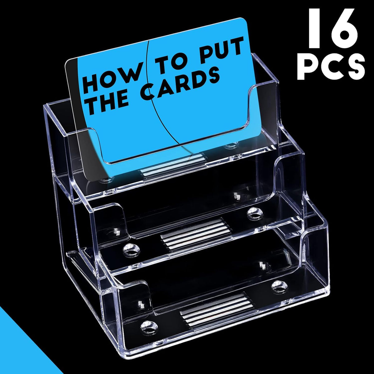 2 Pieces Business Card Holder for Desk 3 Tier Clear Acrylic Stand
