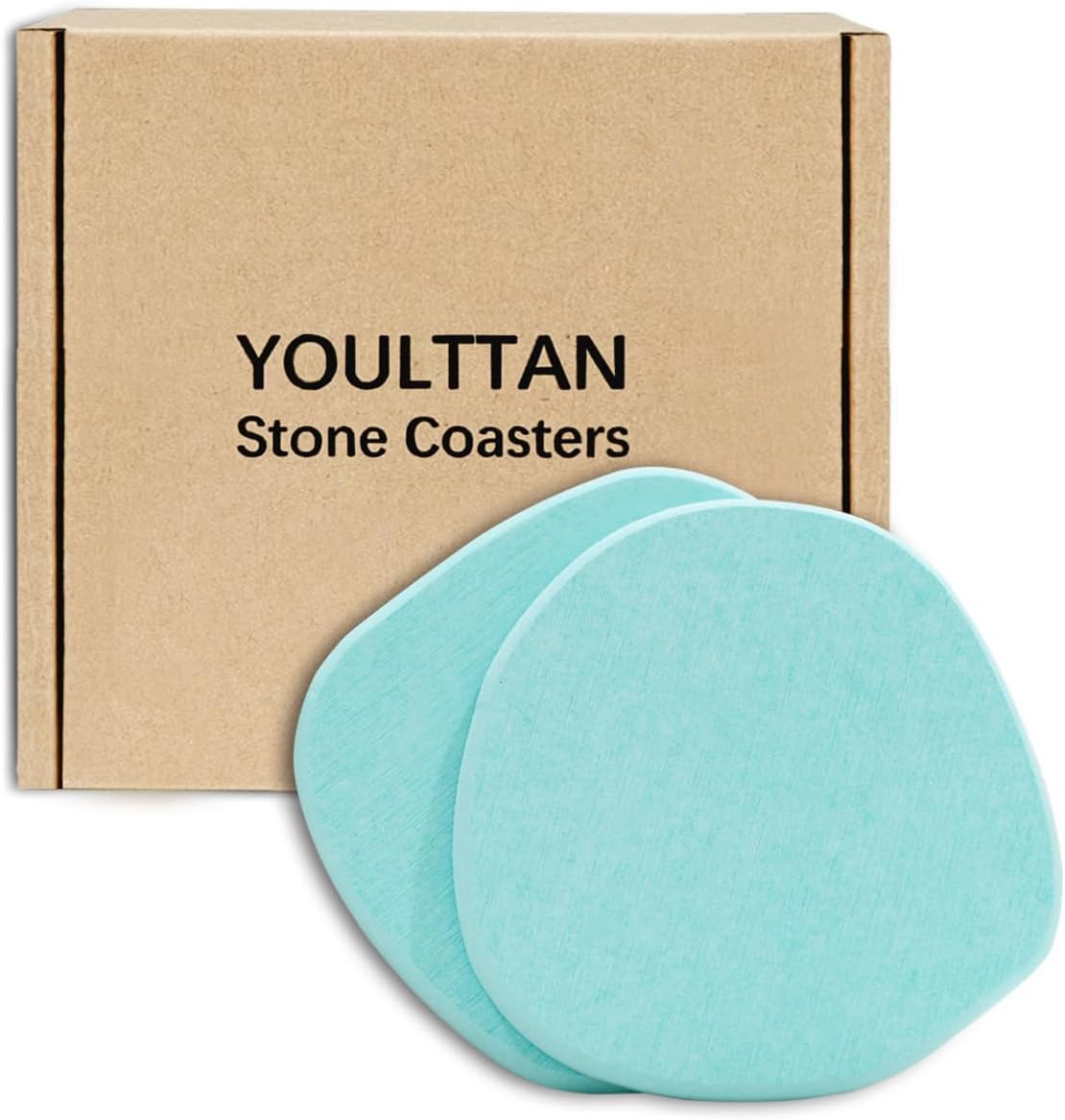 Diatomaceous Earth Coasters,3.9"x3.9", Quick-Dry, Absorbent, Heat-Resistant, Modern Stone Design, Dark Gray, Irregular Shape (2, Blue)
