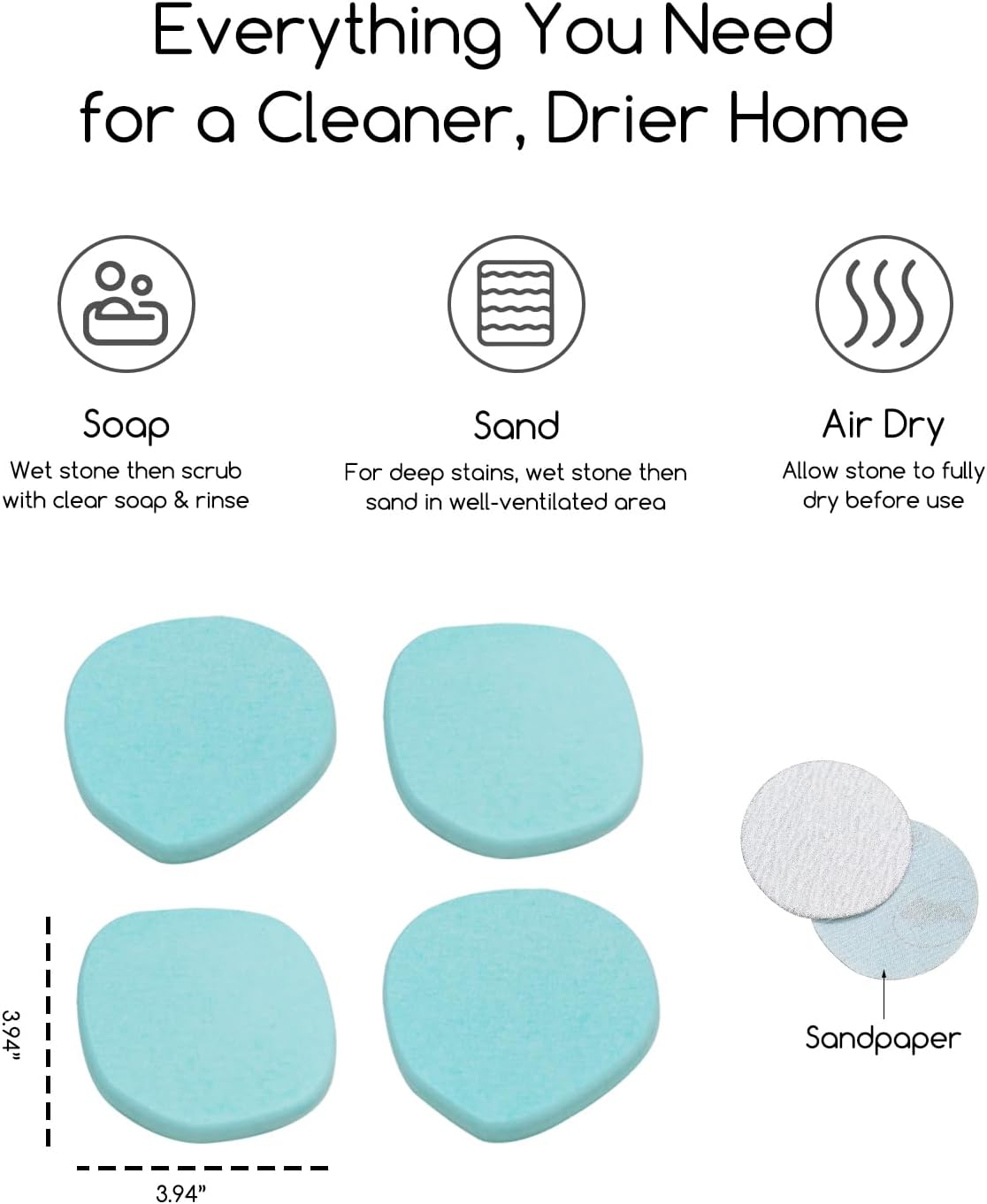 Diatomaceous Earth Coasters,3.9"x3.9", Quick-Dry, Absorbent, Heat-Resistant, Modern Stone Design, Dark Gray, Irregular Shape (2, Blue)