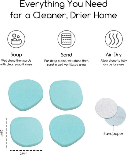 Diatomaceous Earth Coasters,3.9"x3.9", Quick-Dry, Absorbent, Heat-Resistant, Modern Stone Design, Dark Gray, Irregular Shape (2, Blue)