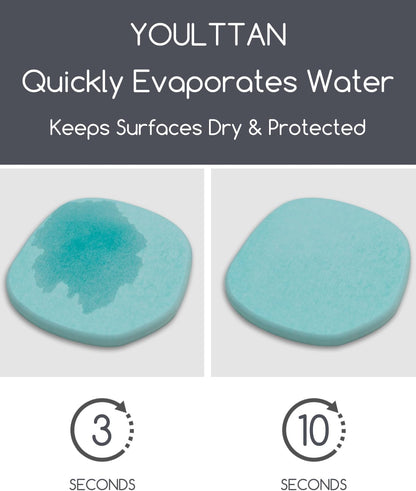 Diatomaceous Earth Coasters,3.9"x3.9", Quick-Dry, Absorbent, Heat-Resistant, Modern Stone Design, Dark Gray, Irregular Shape (2, Blue)