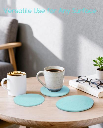 Diatomaceous Earth Coasters,3.9"x3.9", Quick-Dry, Absorbent, Heat-Resistant, Modern Stone Design, Dark Gray, Irregular Shape (2, Blue)