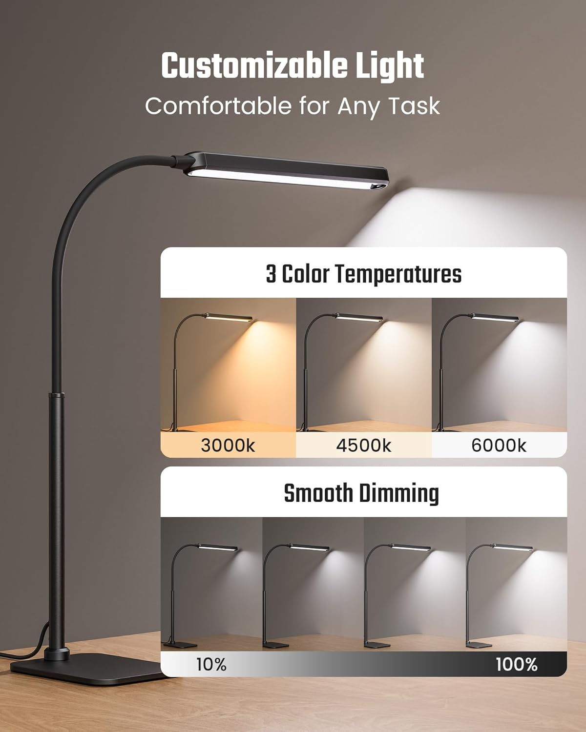 Eye-Caring LED Desk Lamp Work Lamp Office Lamp with Side Clamp