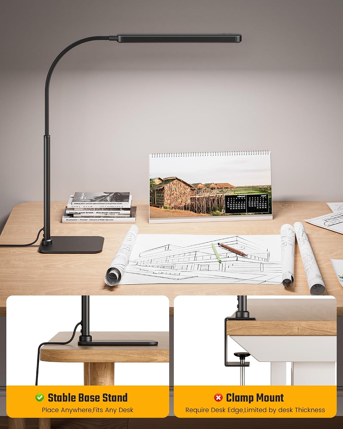 Eye-Caring LED Desk Lamp Work Lamp Office Lamp with Side Clamp