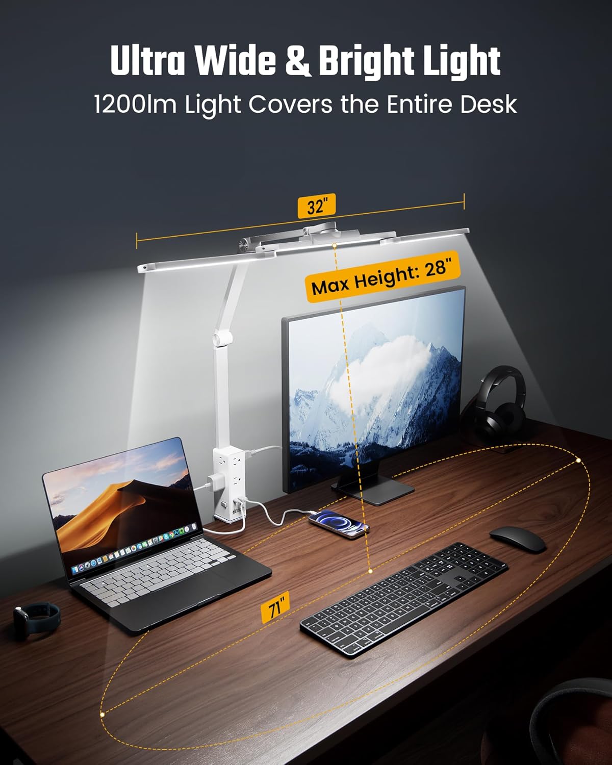 Eye-Caring LED Desk Lamp Work Lamp Office Lamp with Side Clamp