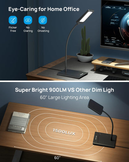 TROND Desk Lamp, Dimmable Eye-Caring Table Lamp, Memory Function, Black