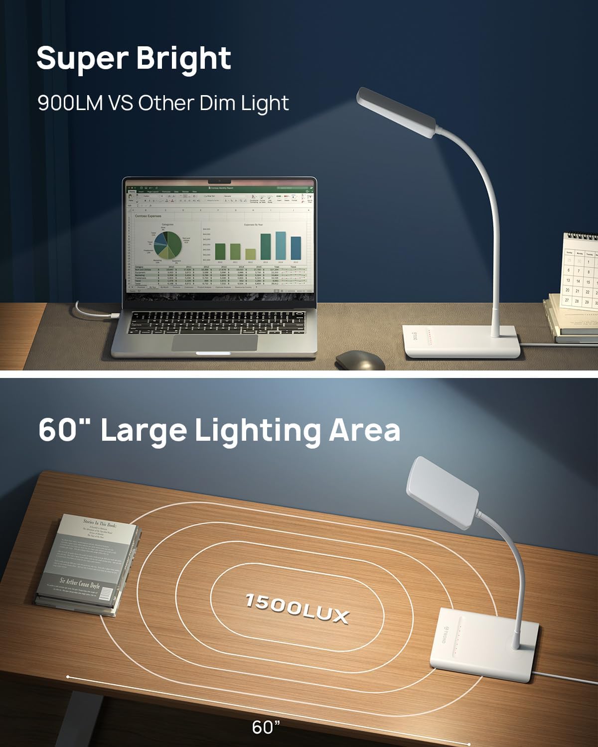TROND Desk Lamp, Dimmable Eye-Caring Table Lamp, Memory Function, Black