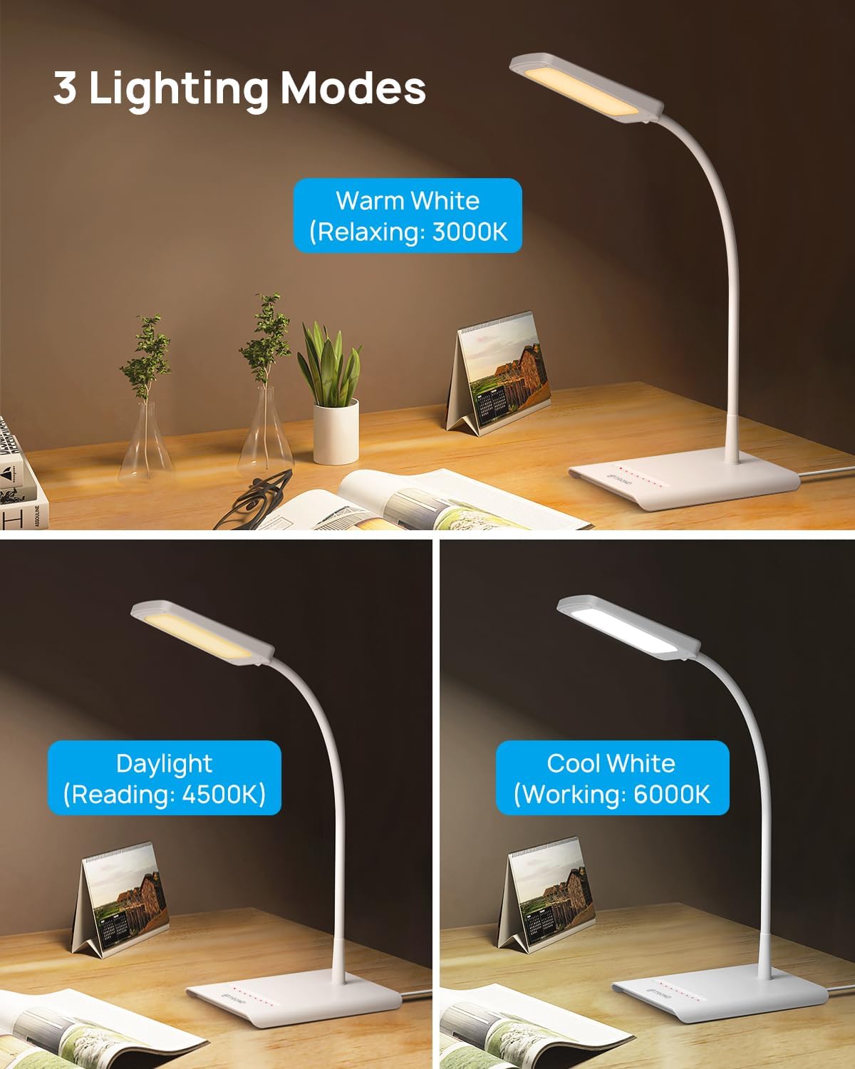 TROND Desk Lamp, Dimmable Eye-Caring Table Lamp, Memory Function, Black