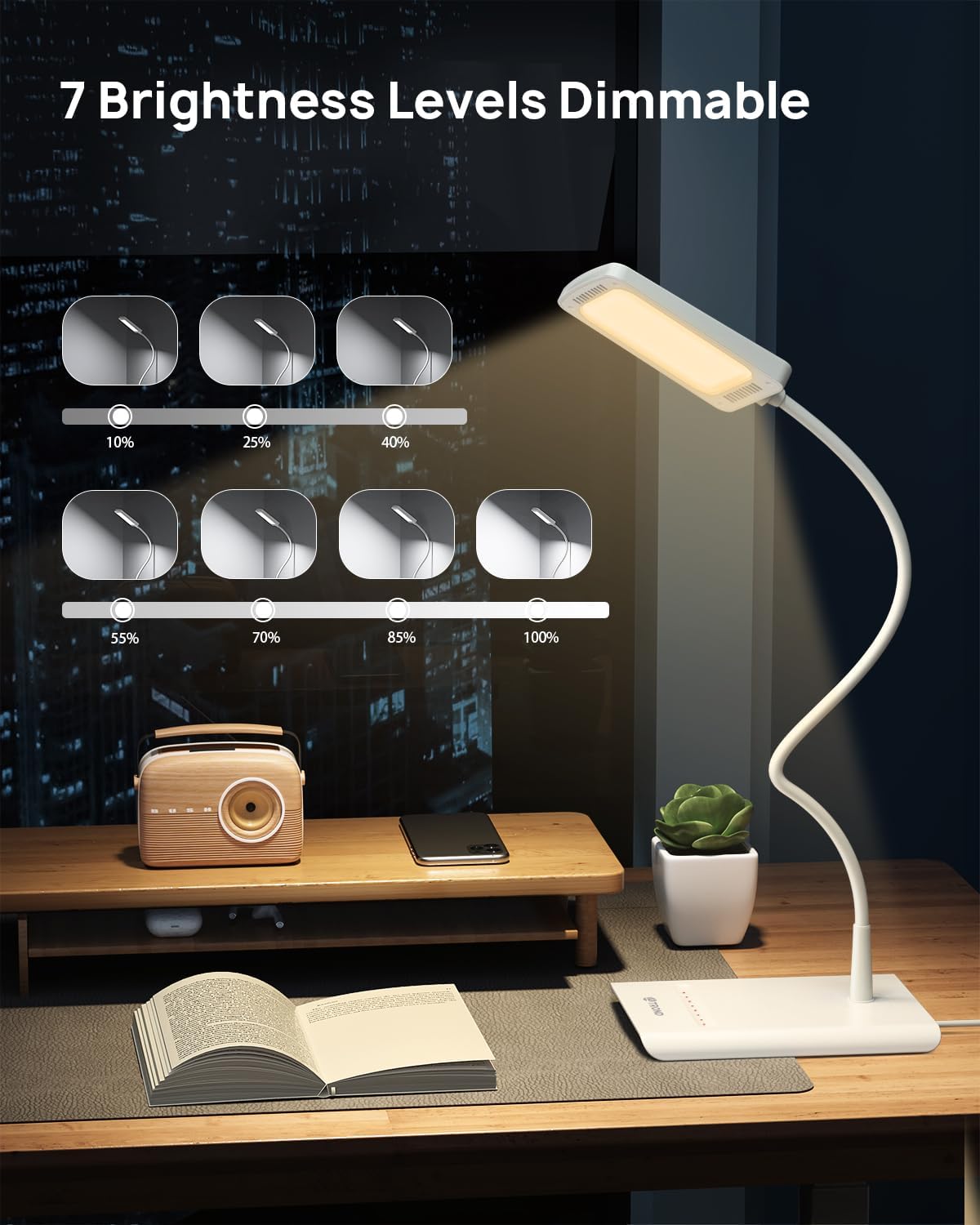 TROND Desk Lamp, Dimmable Eye-Caring Table Lamp, Memory Function, Black