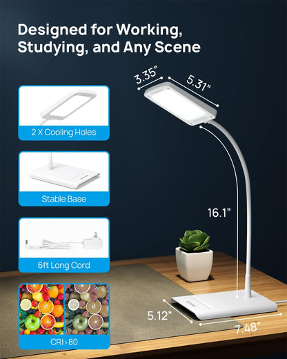 TROND Desk Lamp, Dimmable Eye-Caring Table Lamp, Memory Function, Black