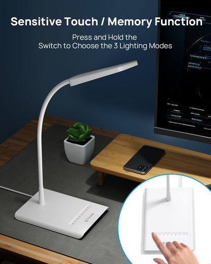 TROND Desk Lamp, Dimmable Eye-Caring Table Lamp, Memory Function, Black
