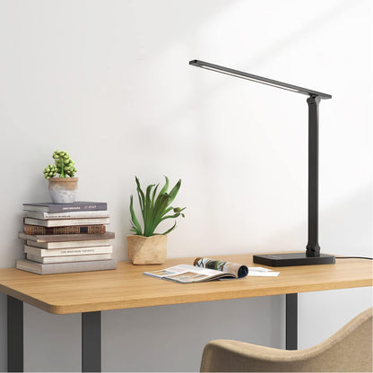 Desk Lamp with USB Charging Port for Home Office, 650LM 9.5W, Black