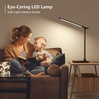 Desk Lamp with USB Charging Port for Home Office, 650LM 9.5W, Black