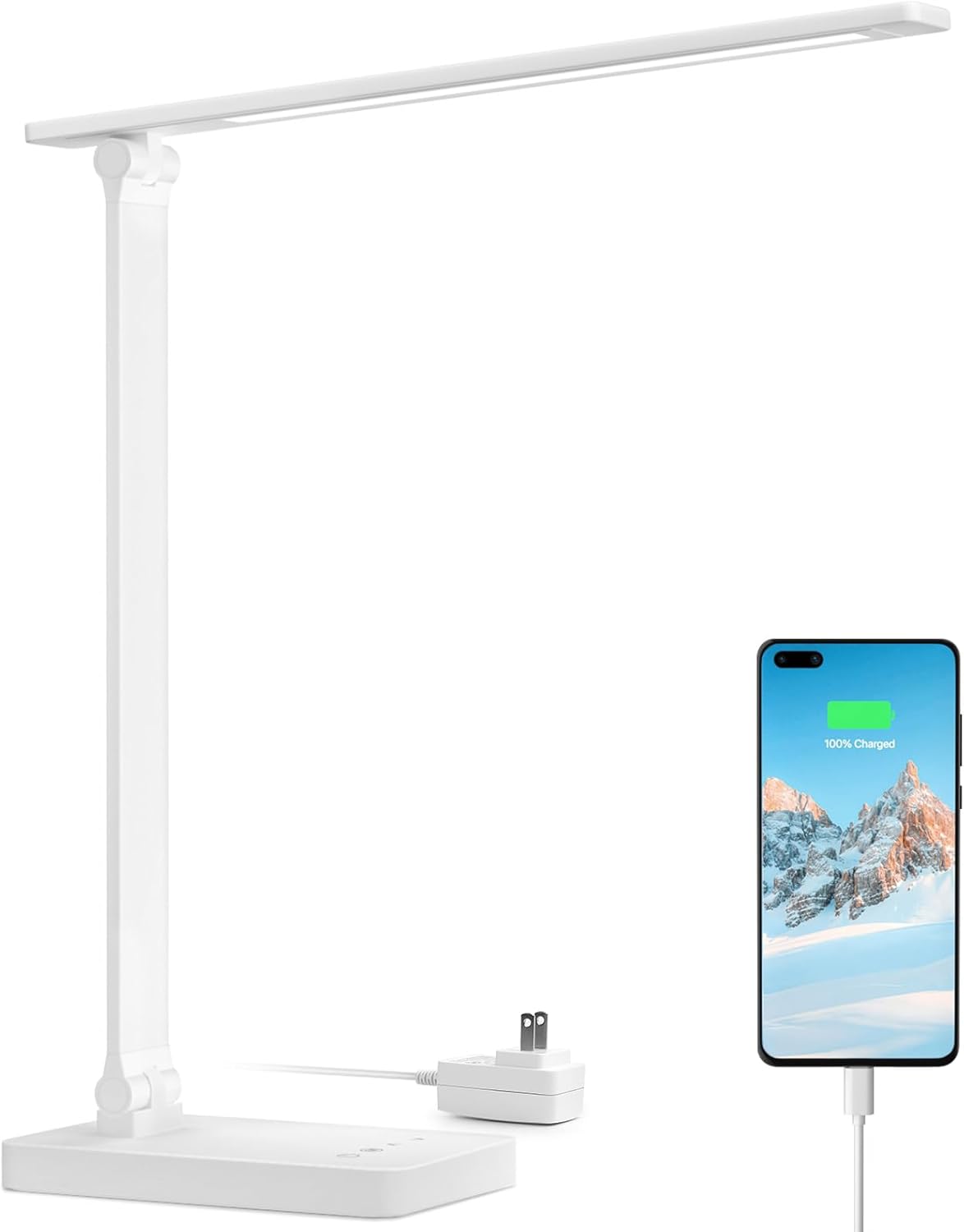 Desk Lamp with USB Charging Port for Home Office, 650LM 9.5W, Black