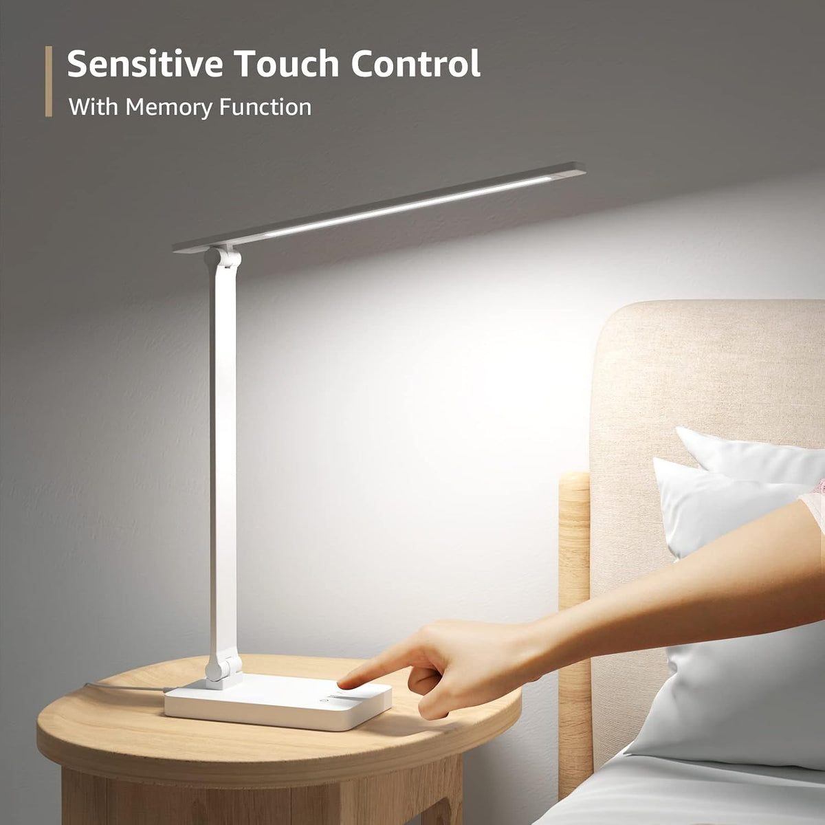 Desk Lamp with USB Charging Port for Home Office, 650LM 9.5W, Black