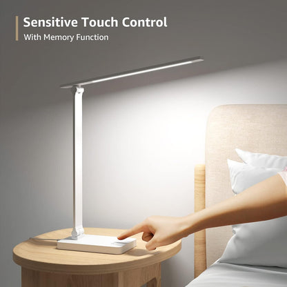 Desk Lamp with USB Charging Port for Home Office, 650LM 9.5W, Black