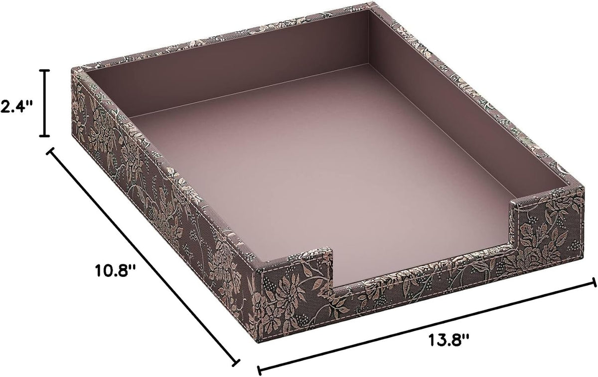 Leather Letter Tray, Elegant Desk Organizer for Office Supplies, Mail, Paper, File, Magazine, Perfect Office Organization for Desktop(Black)