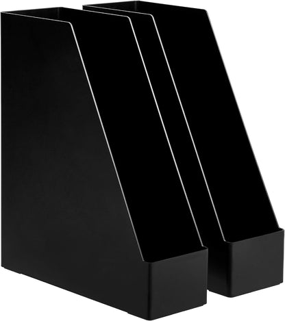 Plastic Desk Organizer Vertical Magazine Rack and File Holder, Black