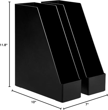 Plastic Desk Organizer Vertical Magazine Rack and File Holder, Black