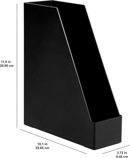 Plastic Desk Organizer Vertical Magazine Rack and File Holder, Black