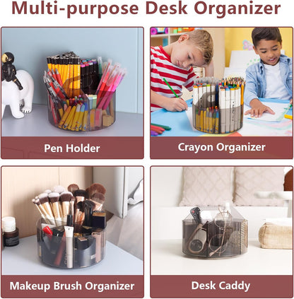 250pcs Acrylic Pencil Holder Marker Organizer, Back to School 360-Degree Rotating Pen Holder, Crayon Organizers for Kids Pencil Organizer Caddy Art Supply Lazy Susan Organizer for Desk Office