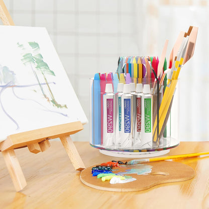 250pcs Acrylic Pencil Holder Marker Organizer, Back to School 360-Degree Rotating Pen Holder, Crayon Organizers for Kids Pencil Organizer Caddy Art Supply Lazy Susan Organizer for Desk Office