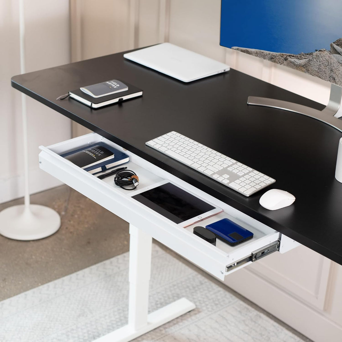 Black Under Desk 33 x 9 in Slide Out Storage Drawer, DESK-DR33-B