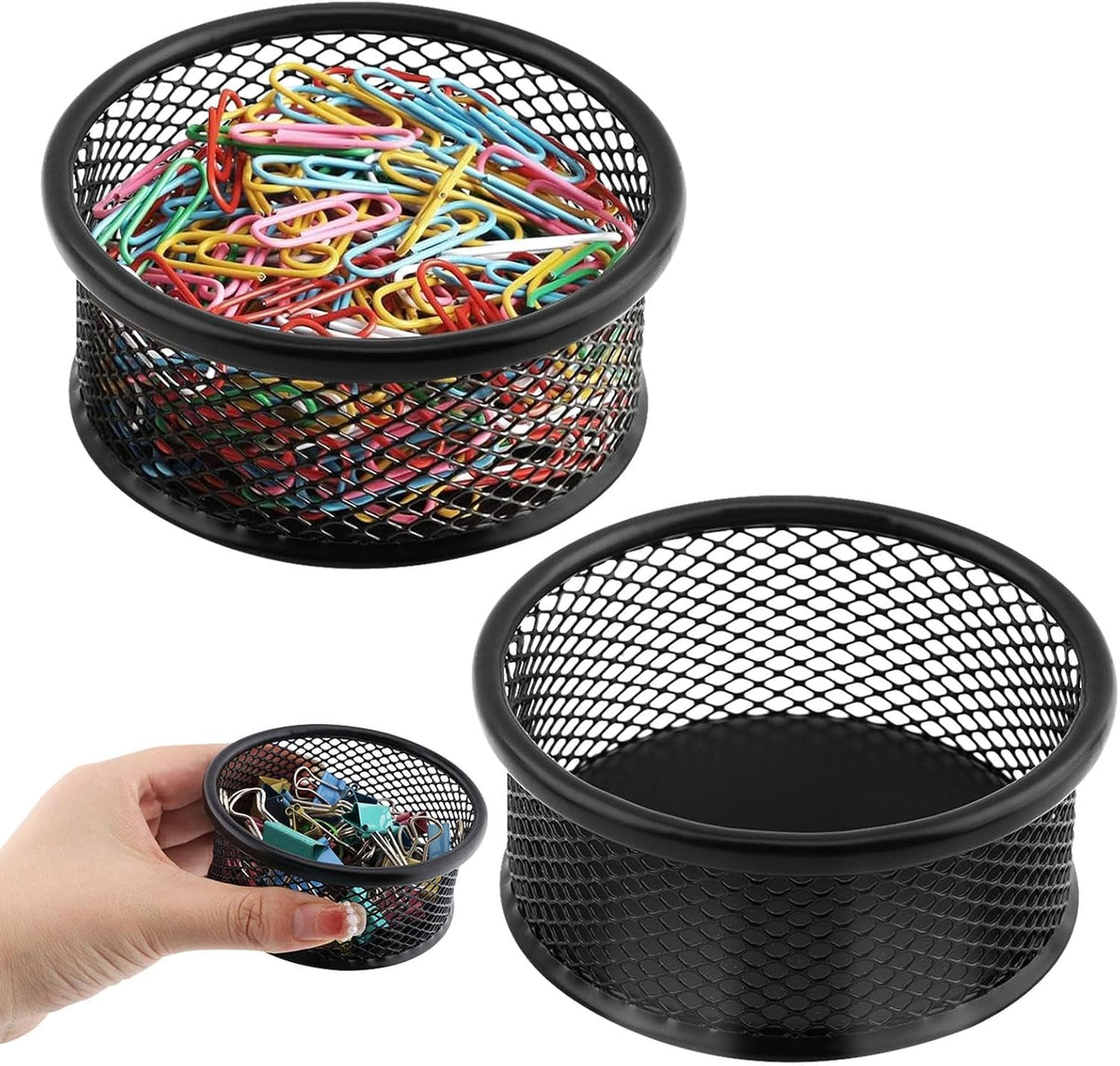2Pack Paper Clip Holder for Desk,Wire Mesh Paperclip Dish Holders