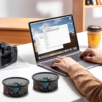 2Pack Paper Clip Holder for Desk,Wire Mesh Paperclip Dish Holders