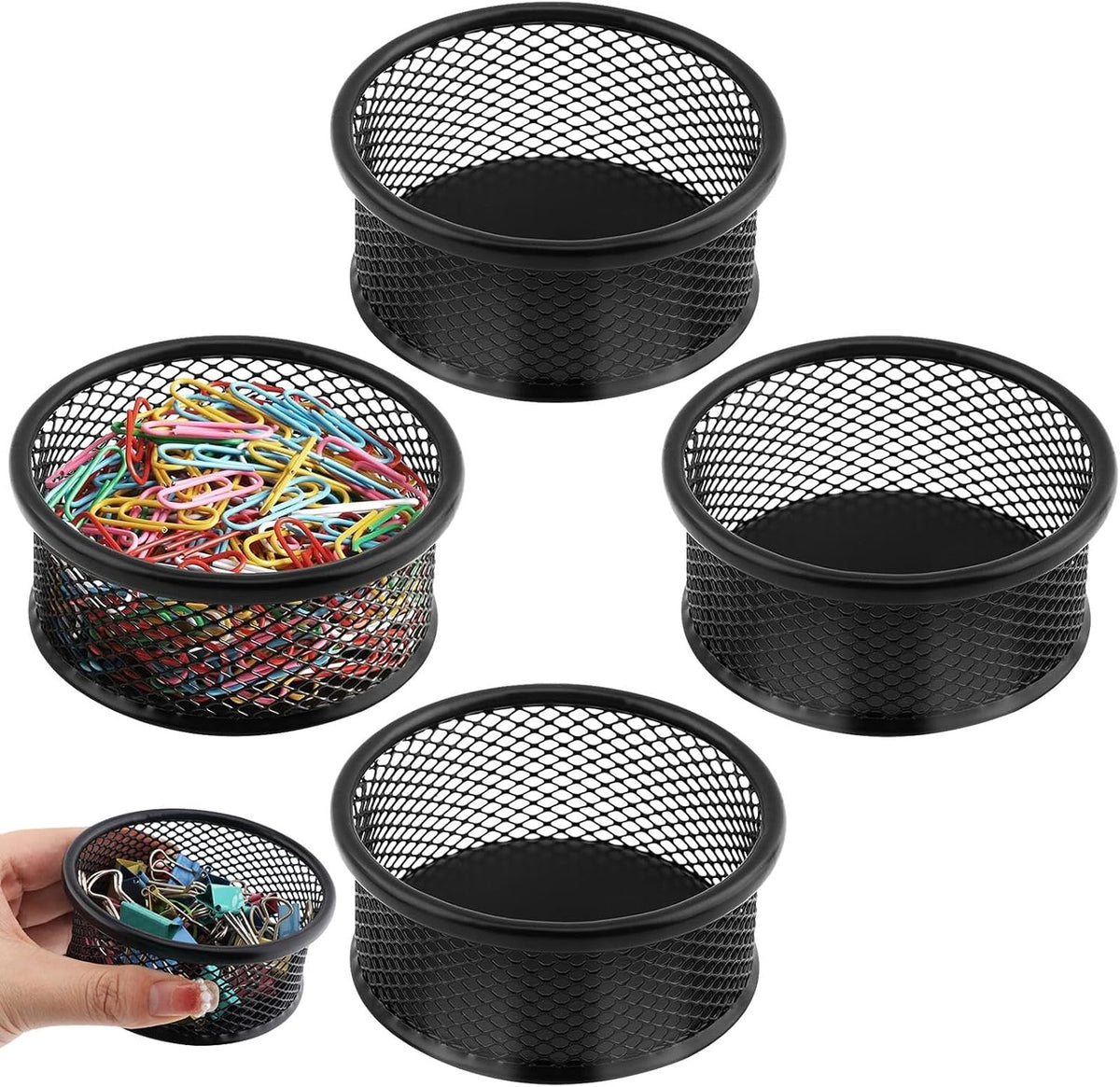 2Pack Paper Clip Holder for Desk,Wire Mesh Paperclip Dish Holders