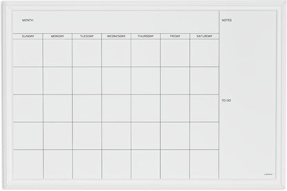 Magnetic Dry Erase Calendar White Board, 30" x 20", White Wood Style Frame, Includes Magnets