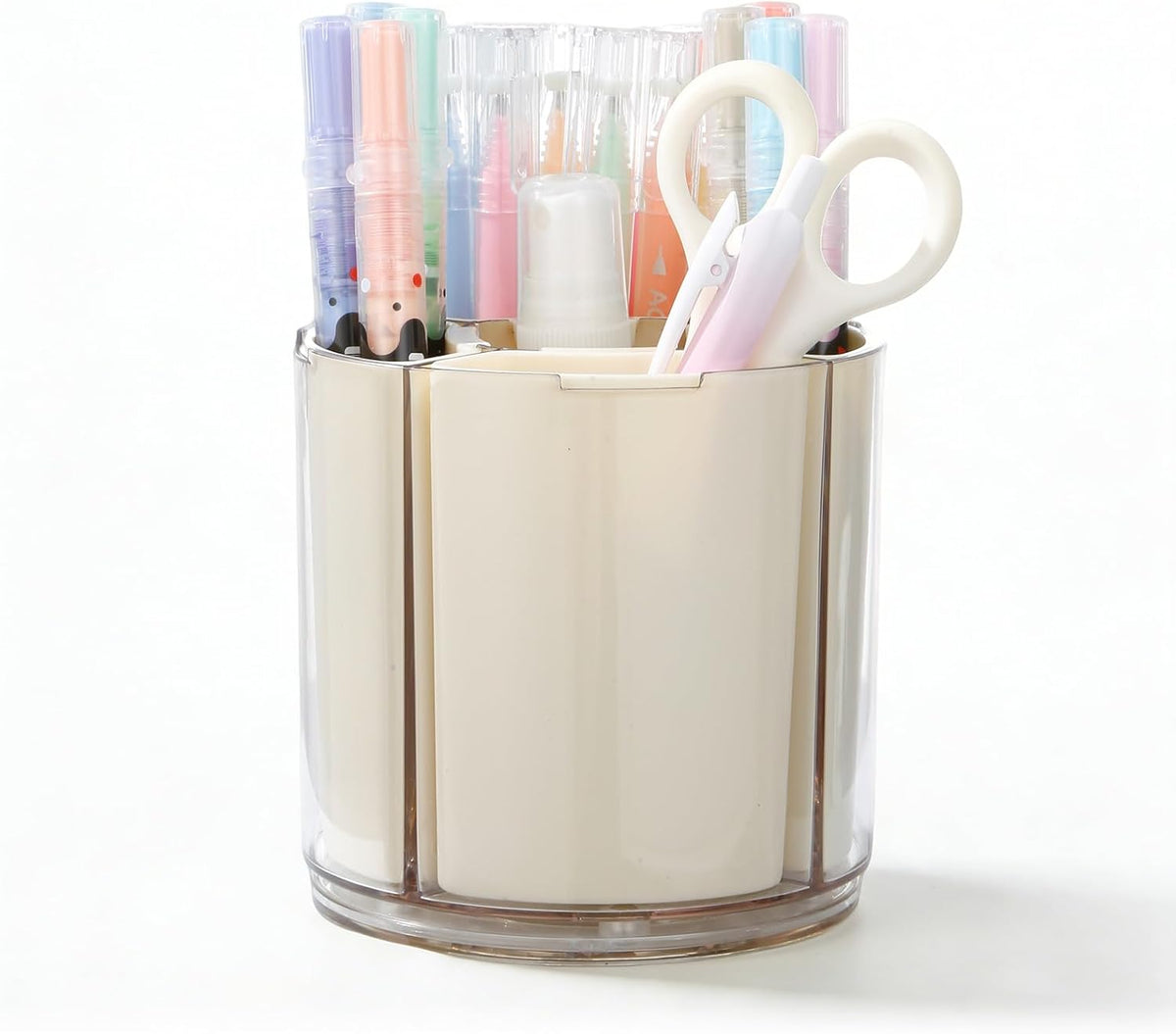 360° Rotating Pen Holder for Desk, Purple Pencil Holder with 5 Slots