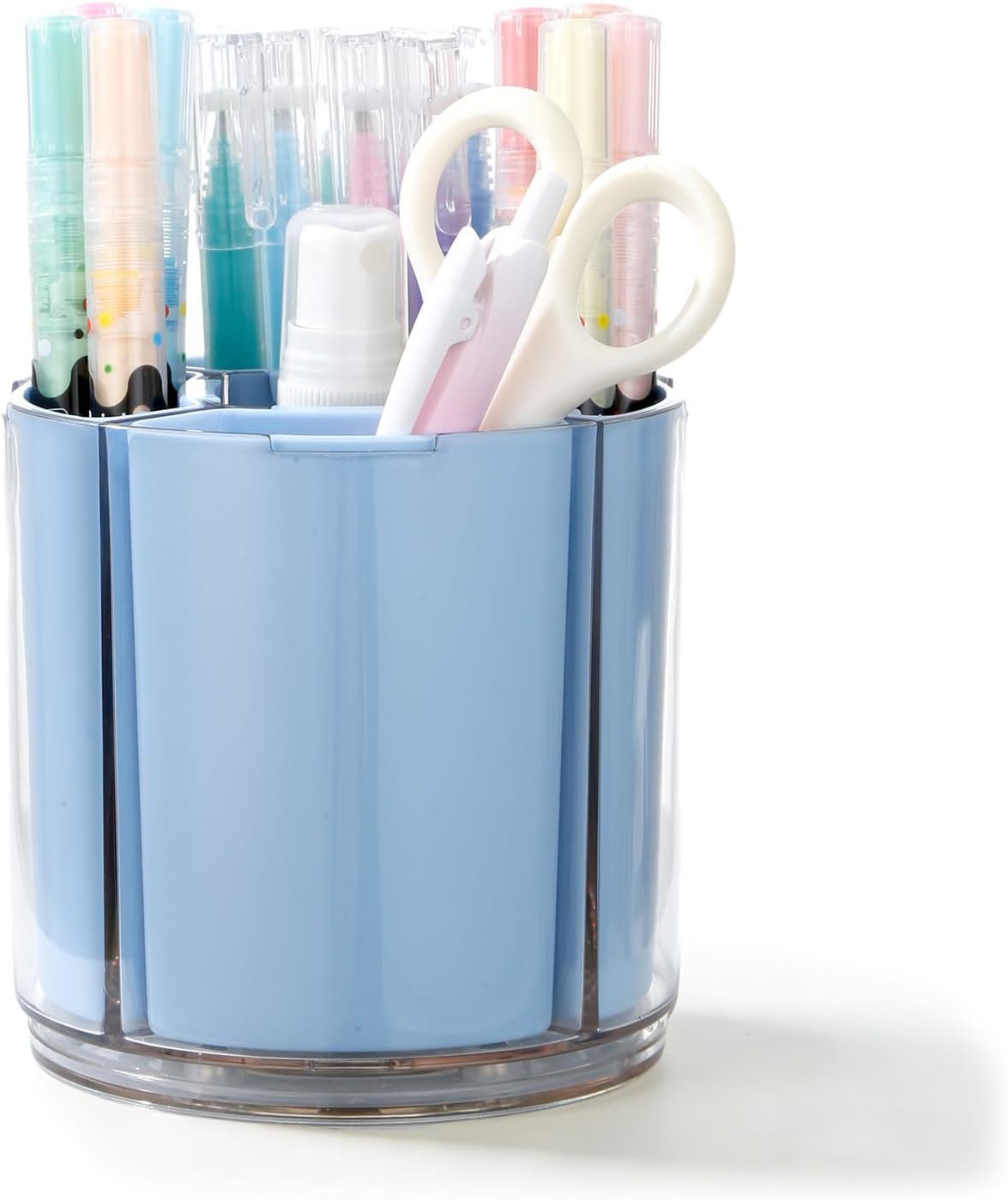 360° Rotating Pen Holder for Desk, Purple Pencil Holder with 5 Slots
