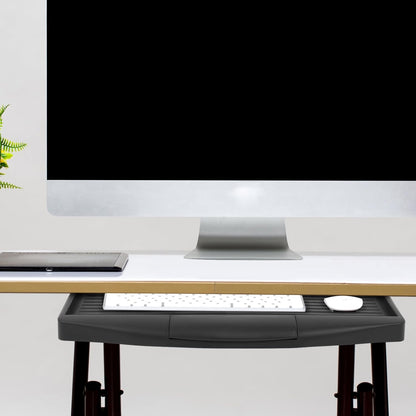 Under-Desk Keyboard Tray 20.67×9.06 in – Adjustable Slide-Out Drawer & Rotating Mouse Platform, Ergonomic Wrist Relief, Hidden Storage for Home Office & Gaming Desks