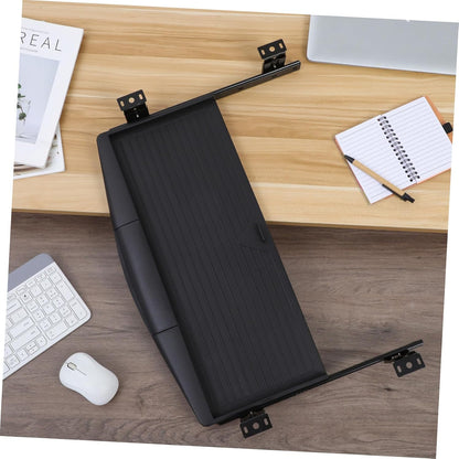 Under-Desk Keyboard Tray 20.67×9.06 in – Adjustable Slide-Out Drawer & Rotating Mouse Platform, Ergonomic Wrist Relief, Hidden Storage for Home Office & Gaming Desks