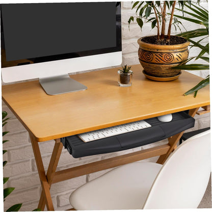 Under-Desk Keyboard Tray 20.67×9.06 in – Adjustable Slide-Out Drawer & Rotating Mouse Platform, Ergonomic Wrist Relief, Hidden Storage for Home Office & Gaming Desks