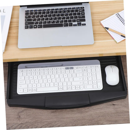 Under-Desk Keyboard Tray 20.67×9.06 in – Adjustable Slide-Out Drawer & Rotating Mouse Platform, Ergonomic Wrist Relief, Hidden Storage for Home Office & Gaming Desks