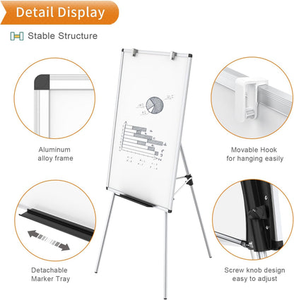Whiteboard Easel, 36 x 24 Inches, Portable Tripod Dry Erase Board