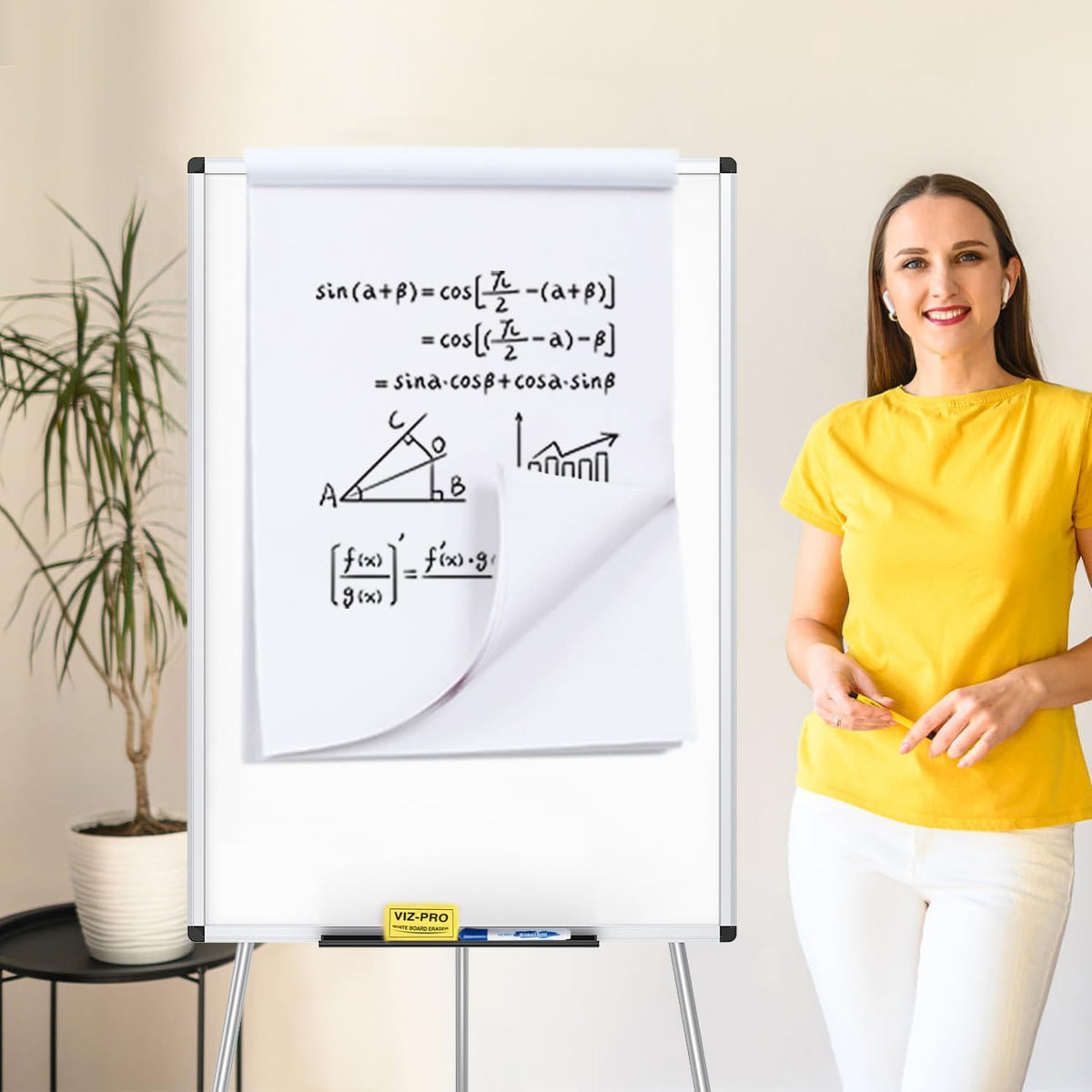 Whiteboard Easel, 36 x 24 Inches, Portable Tripod Dry Erase Board